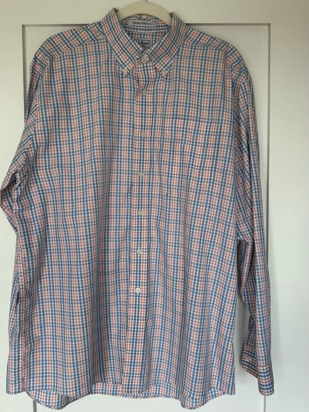 L.L. Bean Men’s Blue and Orange Plaid Button-Down Shirt - Picture 3 of 5